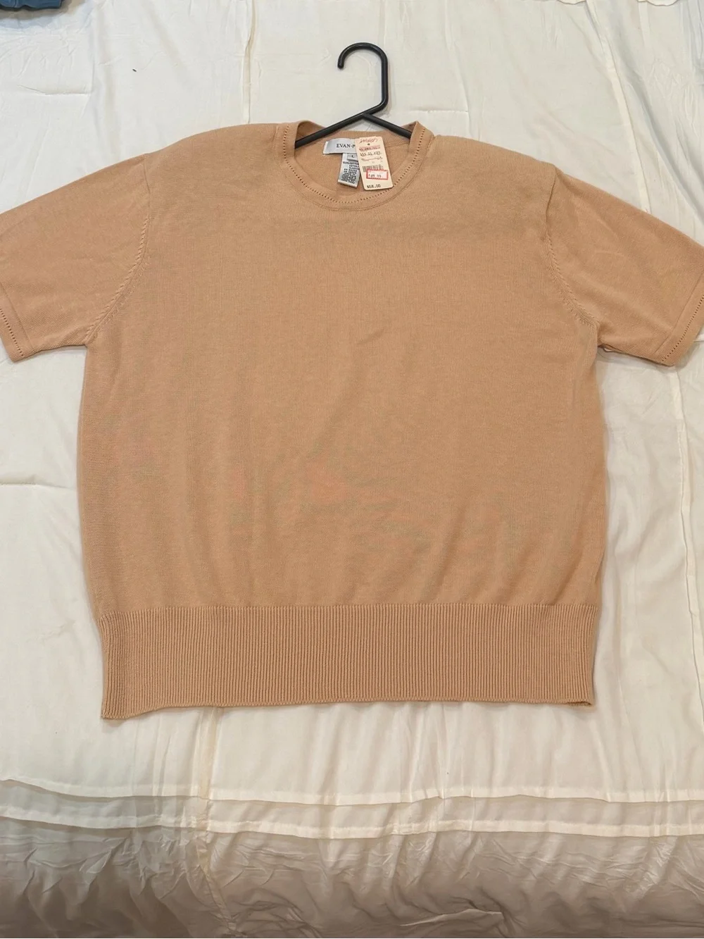 Evan Picone Short-Sleeve Crewneck Sweater - Tan
